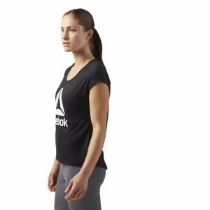 Reebok Workout Ready Supremium 2.0 T Shirt Damen - Schwarz - DE 592-ICO